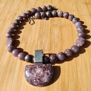 Jay King Mine Finds Purple Lepidolite Pendant Necklace 925 Sterling Silver